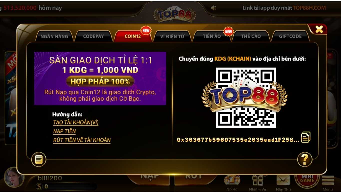 Hướng dẫn nạp tiền Top88 an toàn