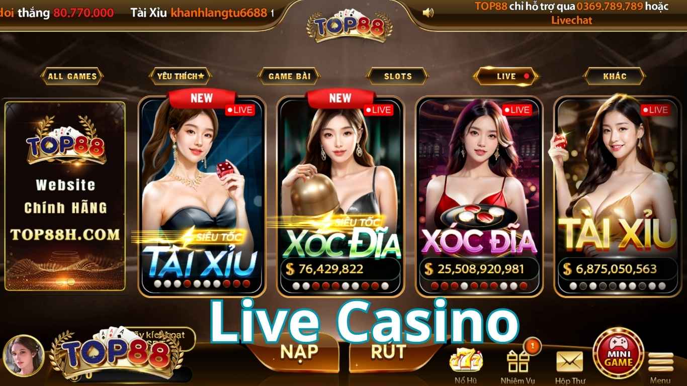 Danh sách game thuộc live casino Top88
