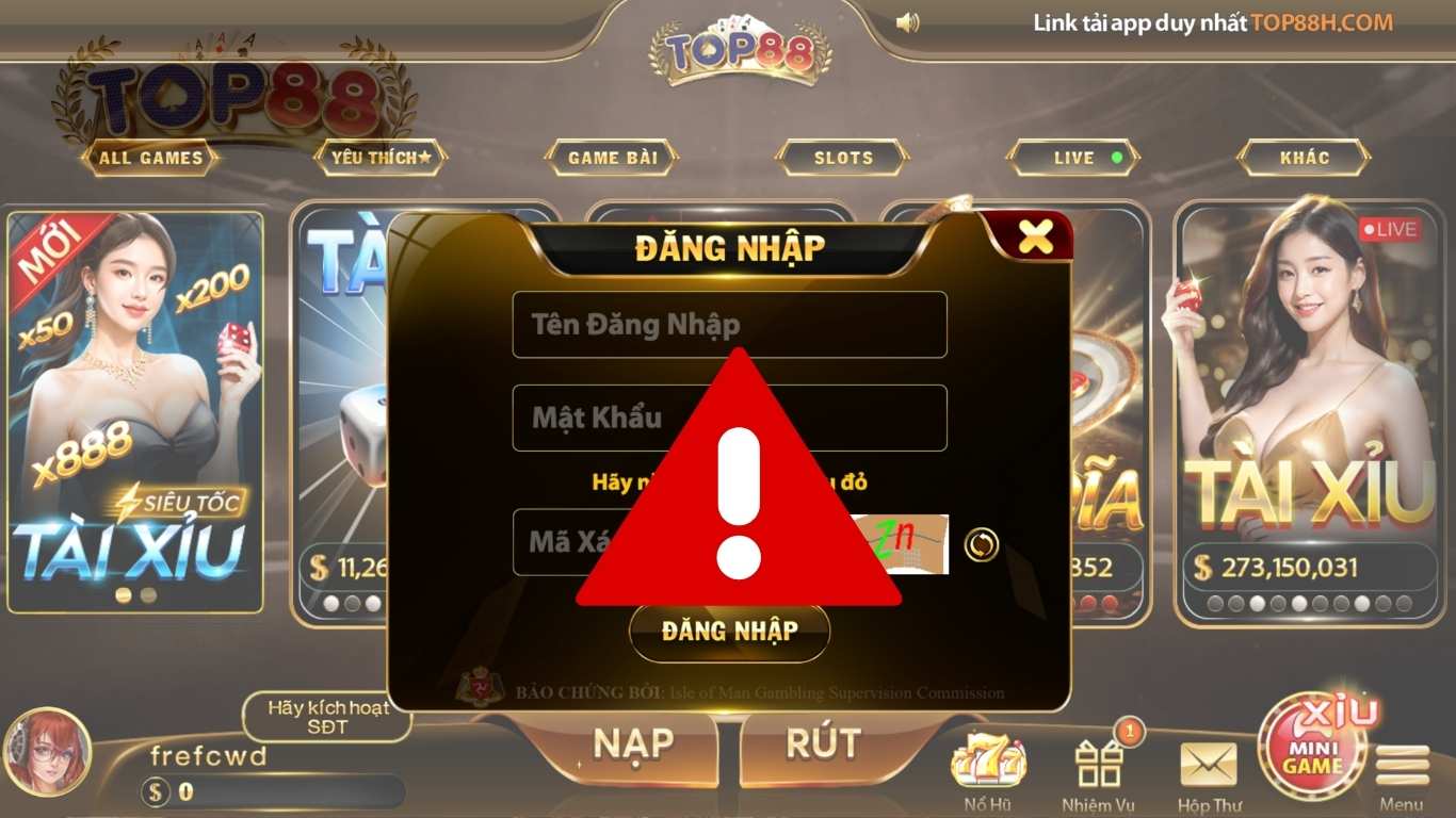 Một số lỗi thường gặp khi đăng nhập Top88