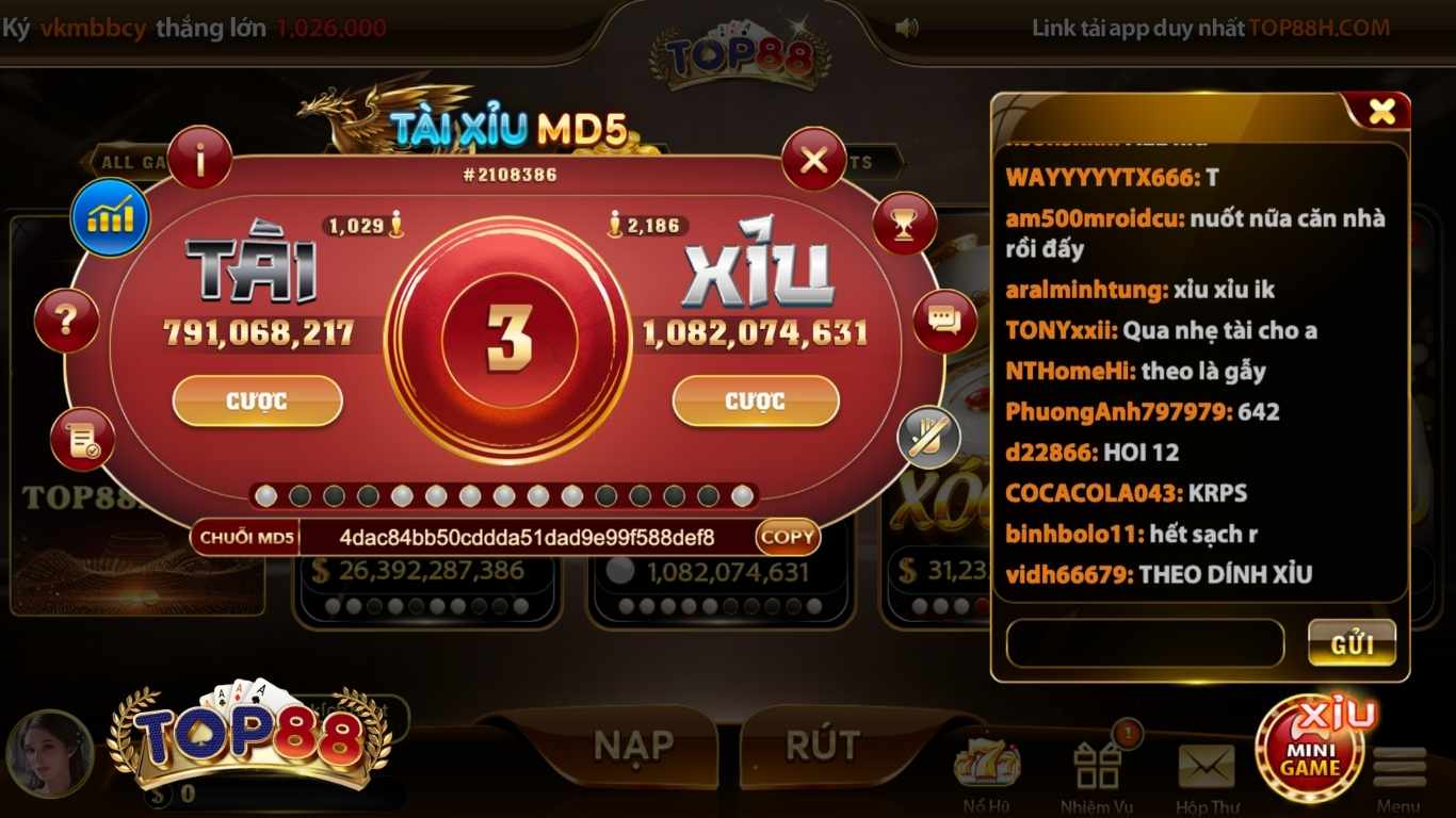 Những ưu điểm game tài xỉu MD5 Top88
