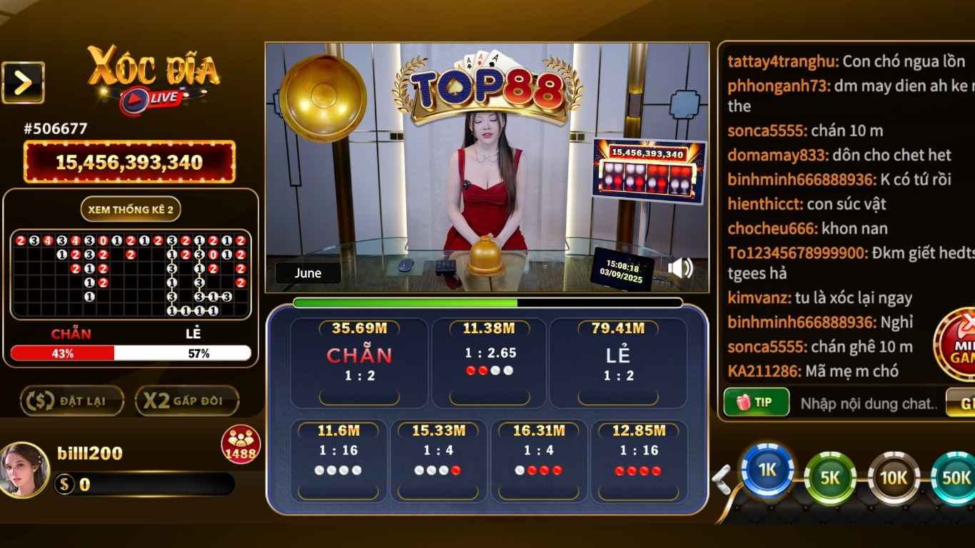 Các tính năng xóc đĩa trực tuyến Top88